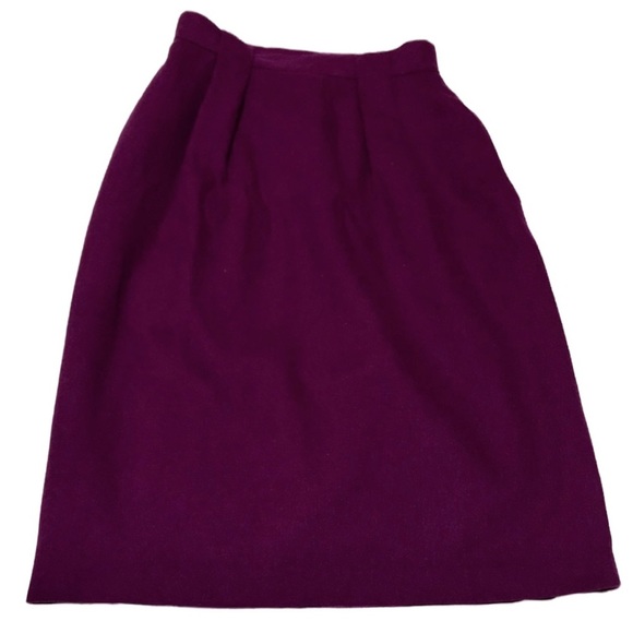 ⭐️ SK & Company Plum Purple 80s WOOL Midi High Waist Lined Skirt Women’s 6 P - Picture 6 of 7
